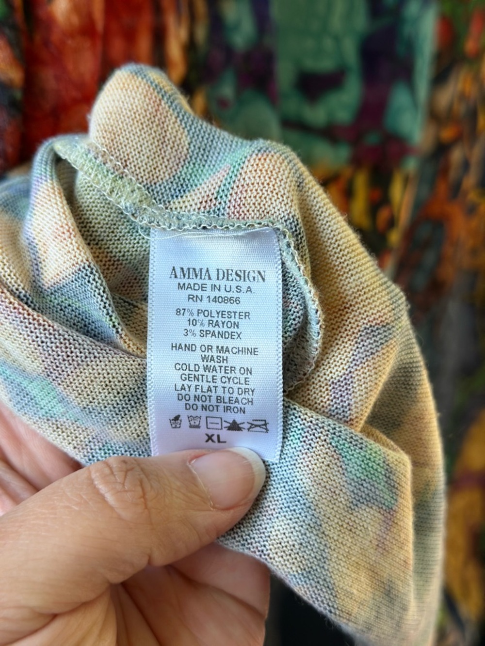 Amma Made Multi-Color Abstract Scoop Neck Tunic in Blue, Orange & Green - Picture 11 of 11